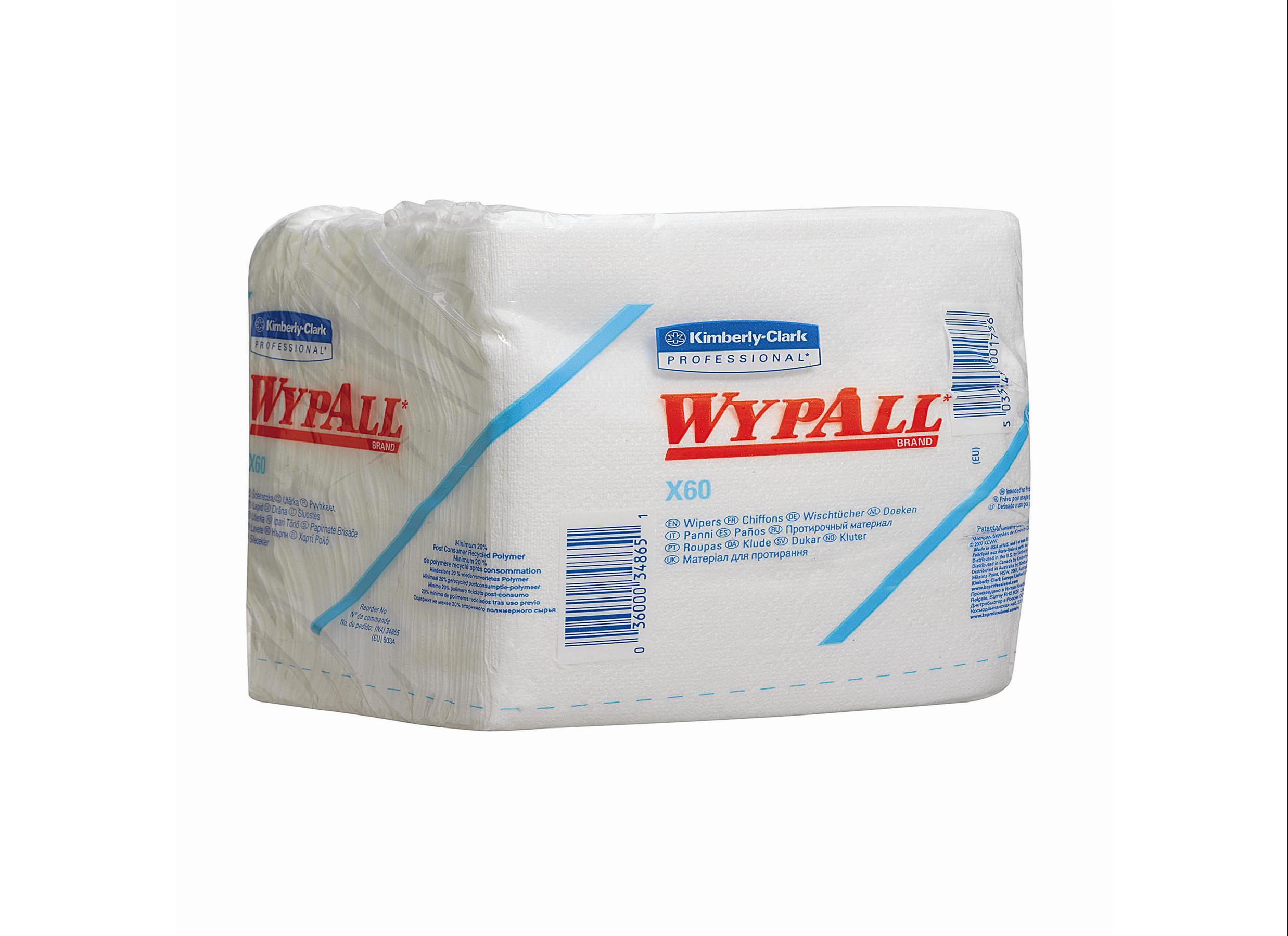 WYPALL* X60 Poetsdoeken 6034 1/4 Gevouwen Wit - Kimberly Clark