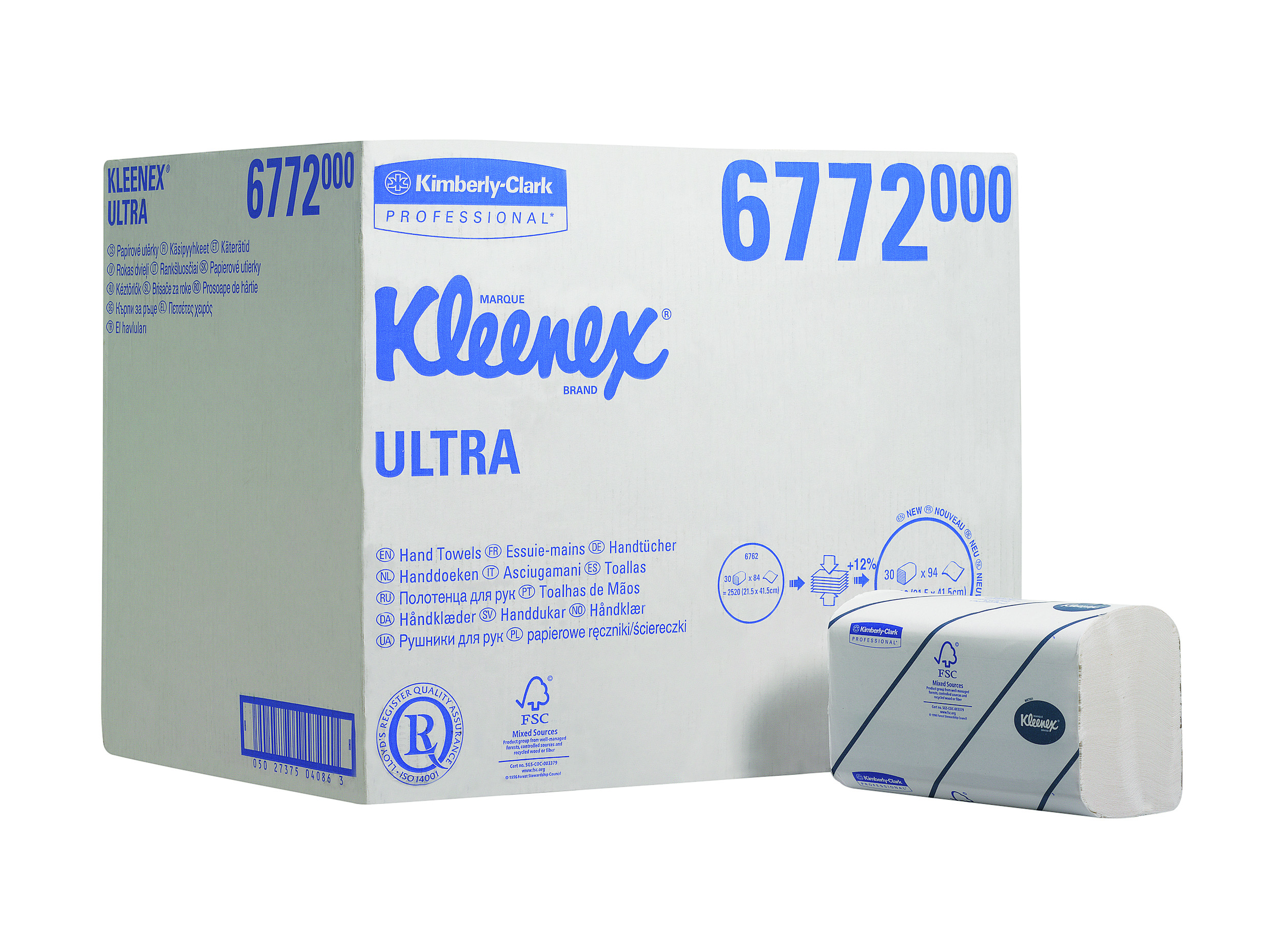 KLEENEX* Ultra Handdoeken Intergevouwen Groot 6772 Wit - Kimberly Clark