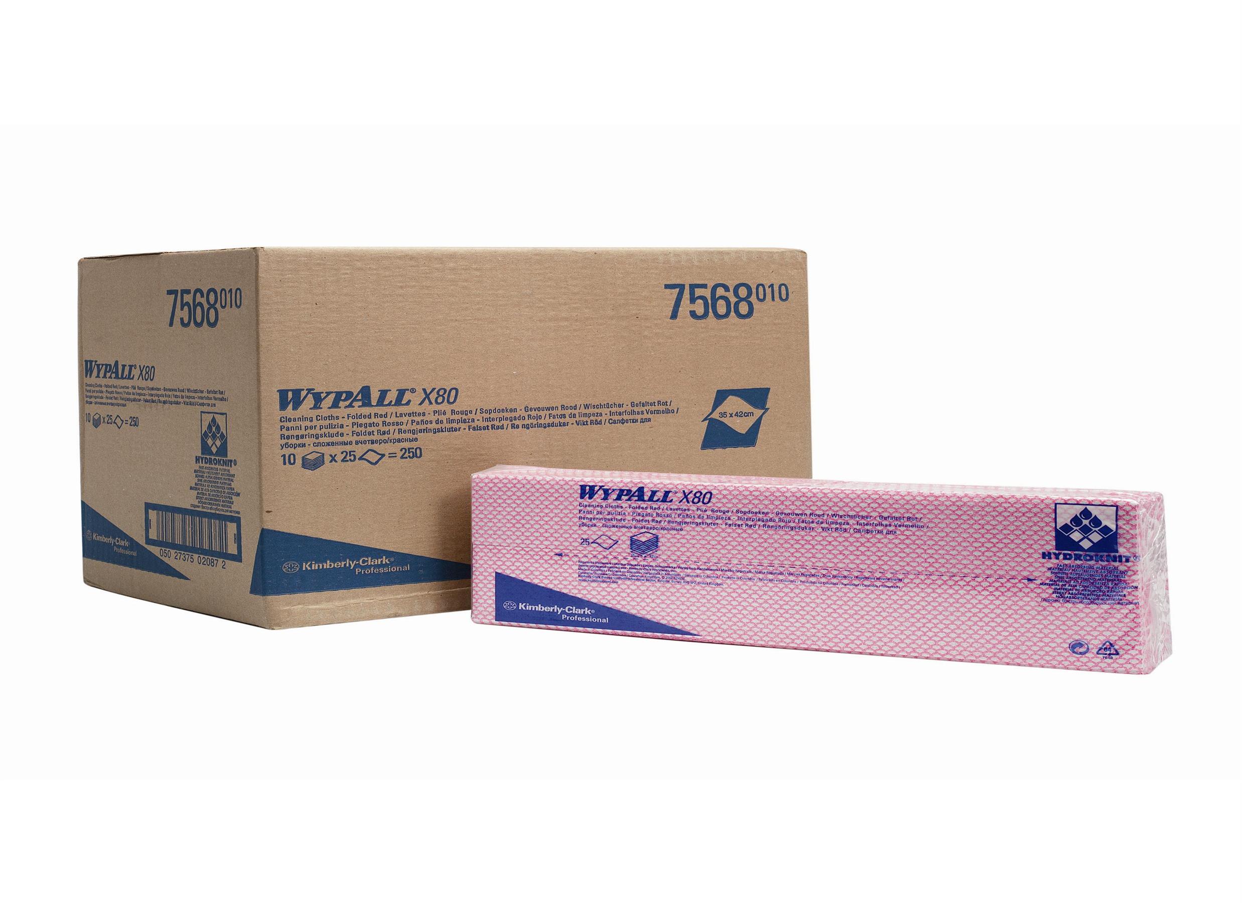 WYPALL* X80 Plus Sopdoeken intergevouwen 7568 Rood - Kimberly Clark