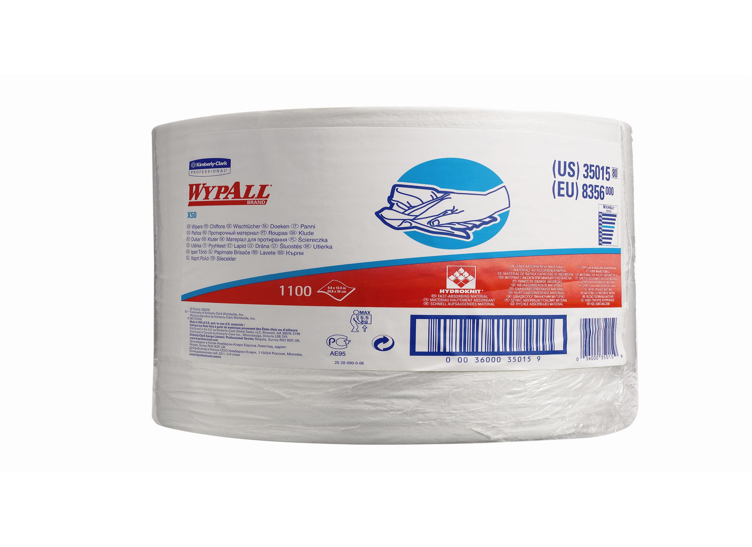 WYPALL* X50 Poetsdoeken 8356 Wit (Grote Rol) - kimberly Clark