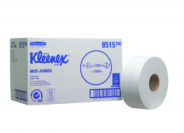 KLEENEX* Toilettissue Midi Jumbo 250M 8515 Wit - Kimberly Clark