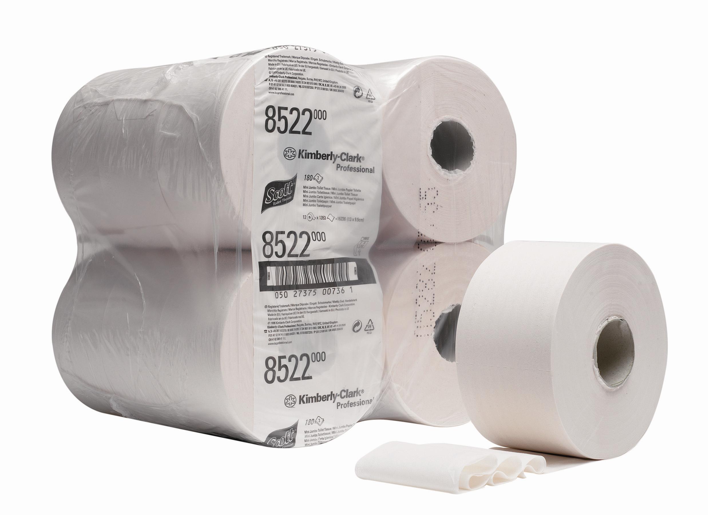 SCOTT* Performance Toilettissue Mini Jumbo 180M 8522 Wit - Kimberly Clark