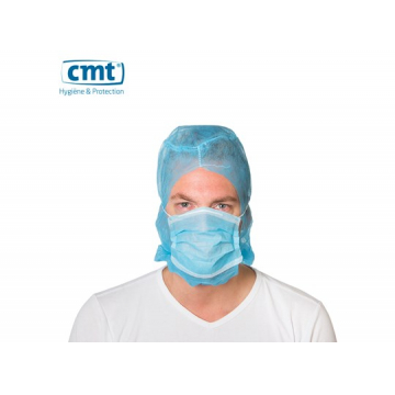 CMT Non Woven Astrocap 15gr met mondmasker 2 laags blauw 154014 500 stuks