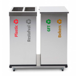 RVS afvalbak Carro-Lift Recycling 2x52,5 liter
