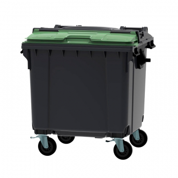 Rolcontainer 1100 liter Grijs/Groen (split deksel)